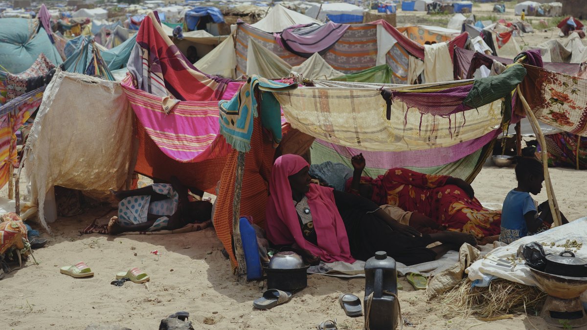 Women who fled war in Sudan rest in a refugee camp in Adre, Chad,  Oct. 5, 2024. (AP Photo)