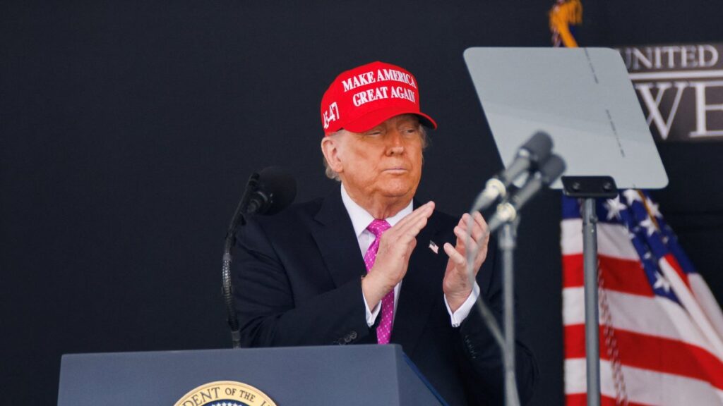 U.S. President Donald Trump wears a 'Make America Great Again' (MAGA) hat as he attends the commencement ceremony at West Point Military Academy in West Point, New York, U.S., May 24, 2025. (Reuters File Photo)