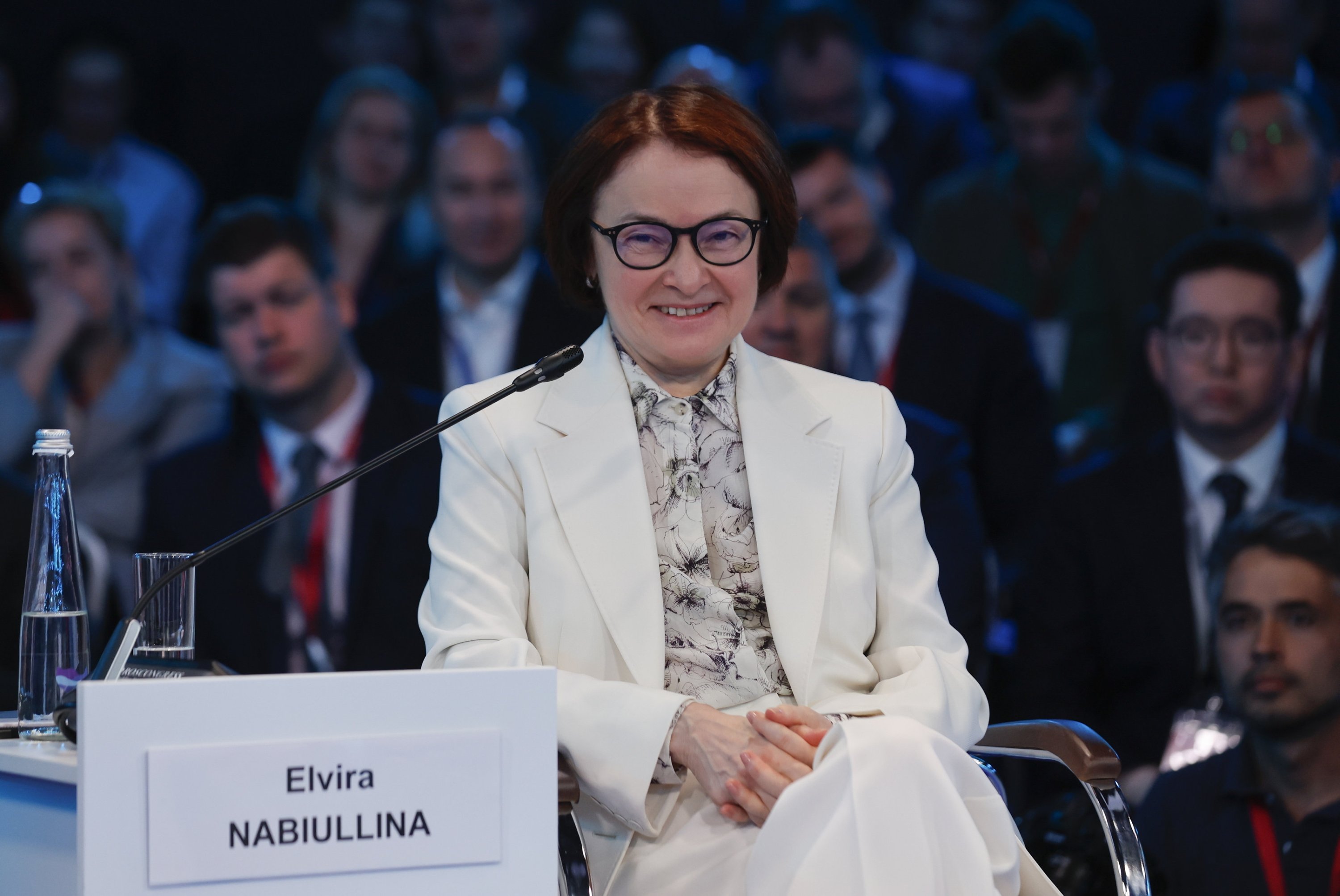387992 Central Bank of the Russian Federation Governor Elvira Nabiullina attends a plenary session of the 28th St. Petersburg International Economic Forum (SPIEF) St. Petersburg, Russia, June 20, 2025. (EPA Photo)