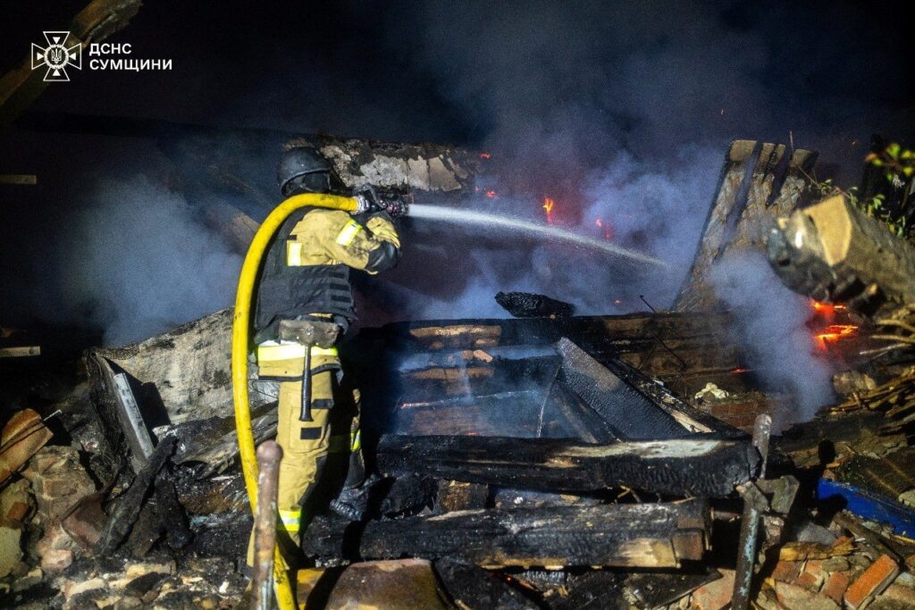 A rescuer works at a site following a Russian drone attack at a location in Sumy, northeastern Ukraine, June 24, 2025. (Reuters Photo)