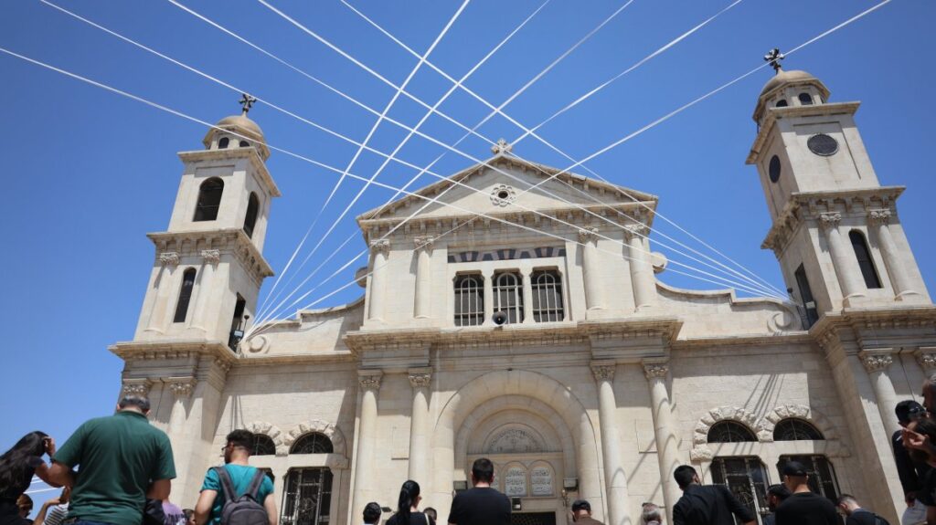 Syrian Christians mourn the victims of the bombing of the St. Elias church and recite prayers at the Holy Cross Church in the al-Qassa neighborhood of Damascus, Syria, June 24, 2025. (EPA Photo)