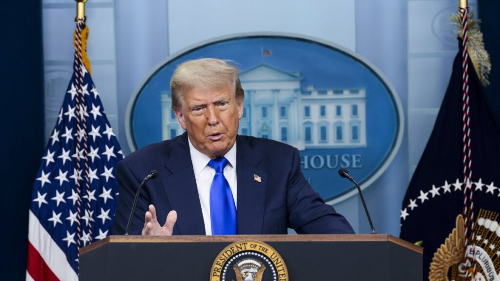 U.S. President Donald J. Trump responds to a question from the news media during a press conference in the briefing room of the White House in Washington, D.C., June 27, 2025. (EPA Photo)