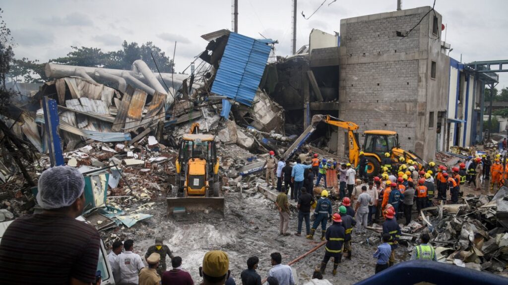 Rescue workers look for survivors after an explosion and fire at a chemical factory in Sangareddy, Telangana State, southern India, June 30, 2025. (Reuters Photo)