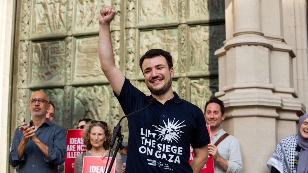 Former Columbia University student and pro-Palestinian activist Mahmoud Khalil at a 'Welcome Home' rally on the steps of the Cathedral of St. John the Divine in New York, U.S., June 22, 2025. (EPA File Photo)