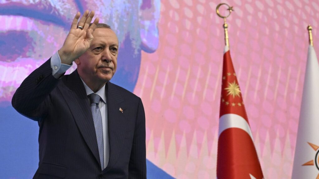 President Recep Tayyip Erdoğan greets the audience before his speech, Ankara, Türkiye, July 13, 2025. (AA Photo)