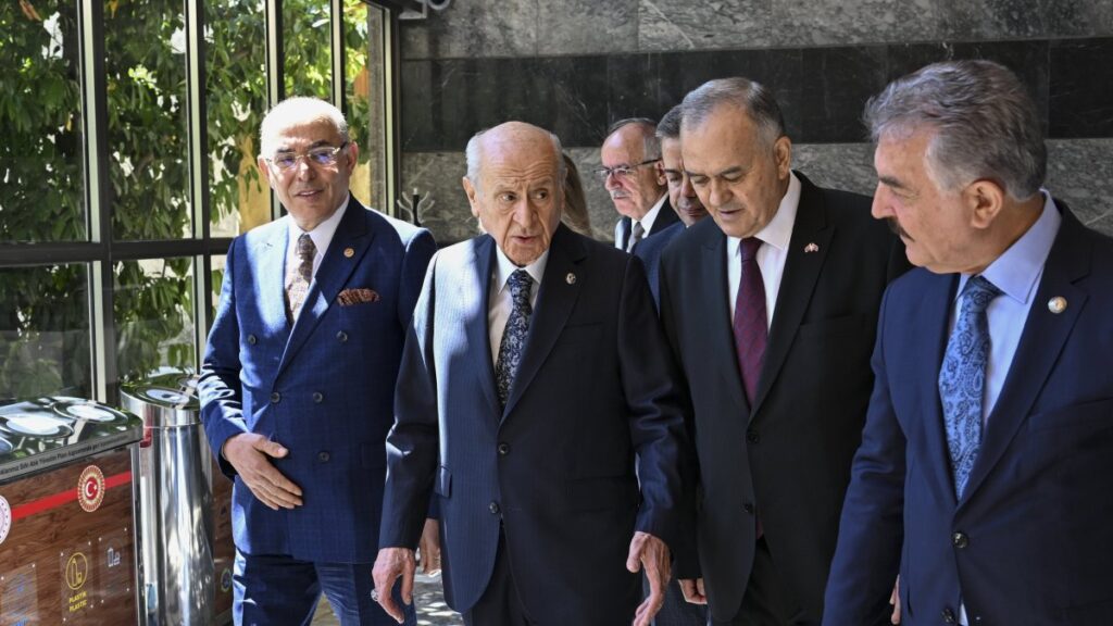 Nationalist Movement Party (MHP) leader Devlet Bahçeli arrives for a parliamentary group meeting of his party at Parliament, Ankara, Türkiye, July 8, 2025. (AA Photo)