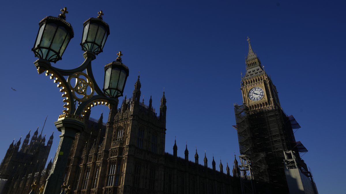 U.K.'s Parliament buildings are seen in Westminster, London, U.K., Jan. 13, 2022. (AP Photo)