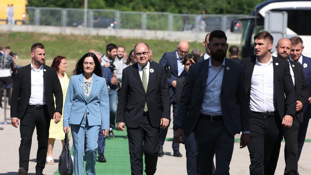 High Representative for Bosnia and Herzegovina, Christian Schmidt (C), arrives for the commemoration of the 30th anniversary of the Bosnian Muslim victims of the Srebrenica genocide, at the Potocari Memorial Center and Cemetery, in Srebrenica, Bosnia-Herzegovina, July 11, 2025. (EPA Photo)