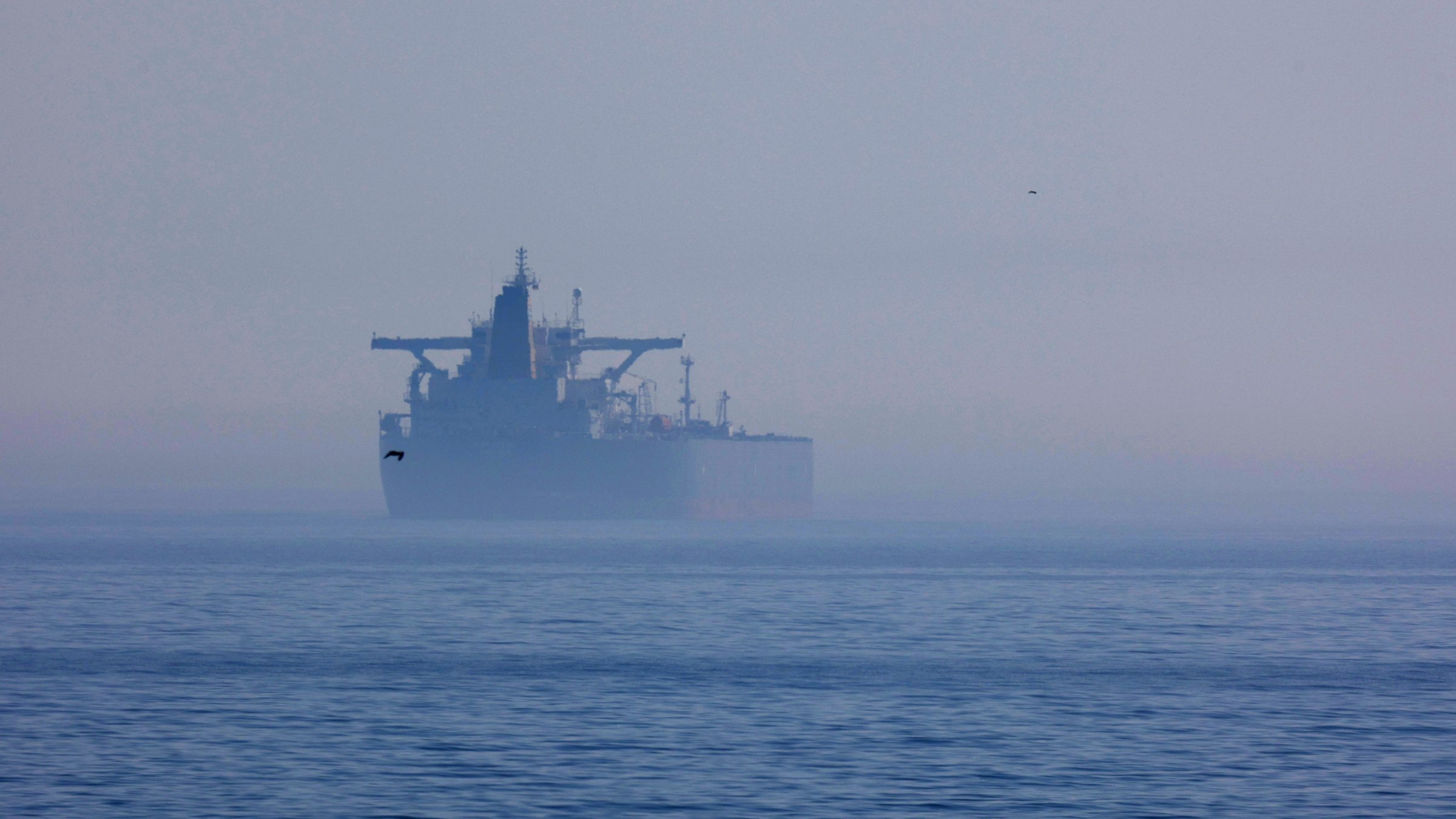 A Russian "shadow fleet" tanker off the shore of Sassnitz, Germany, April 16, 2025. (Reuters Photo)
