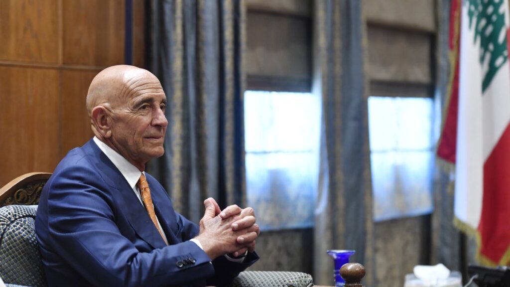 U.S. Ambassador to Türkiye and Special Envoy for Syria Tom Barrack (pictured) meets with Lebanese Parliament Speaker Nabih Berri at the Parliament building in Beirut during his visit to Lebanon, July 7, 2025. (AA Photo)