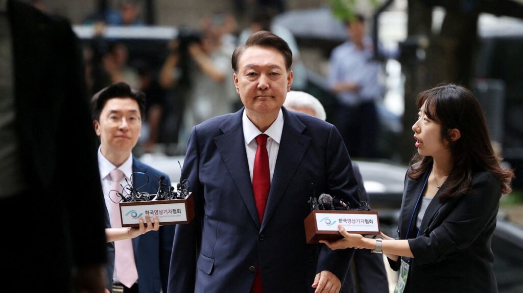 Former South Korean President Yoon Suk Yeol arrives at a court to attend a hearing to review his arrest warrant requested by special prosecutors in Seoul, South Korea, July 9, 2025. (Reuters Photo)