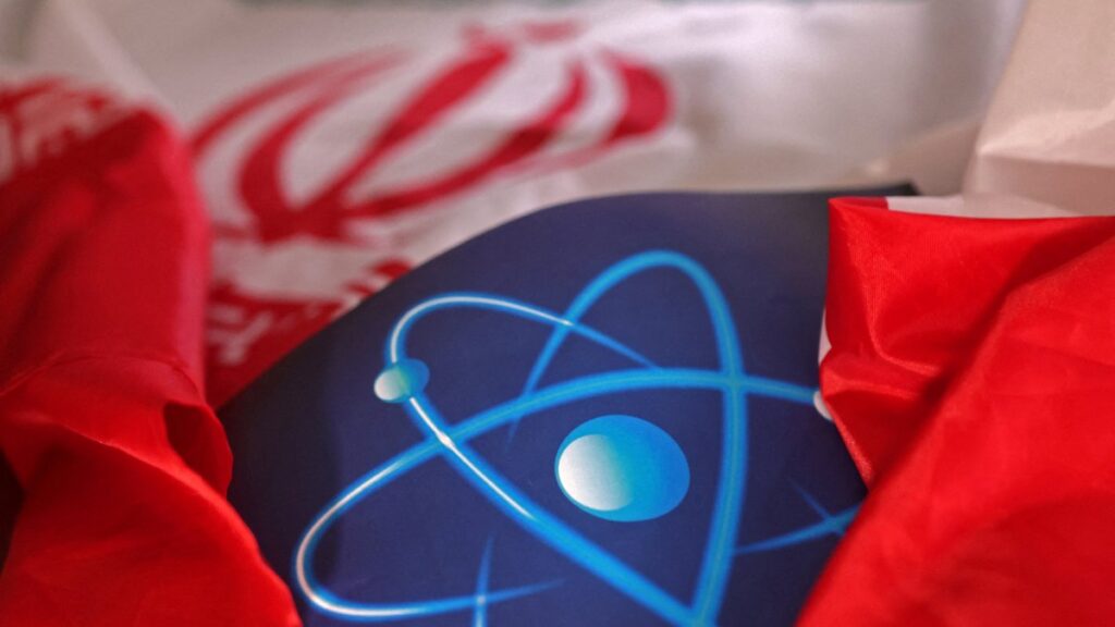 Atomic symbol and Iranian flag are seen in this illustration taken Sept. 8, 2022. (Reuters Photo)