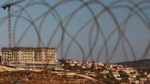 Newly constructed buildings are pictured in the Israeli settlement of Givat Zeev west of the Palestinian city of Ramallah in the occupied West Bank, Palestine, July 23, 2025. (AFP Photo)