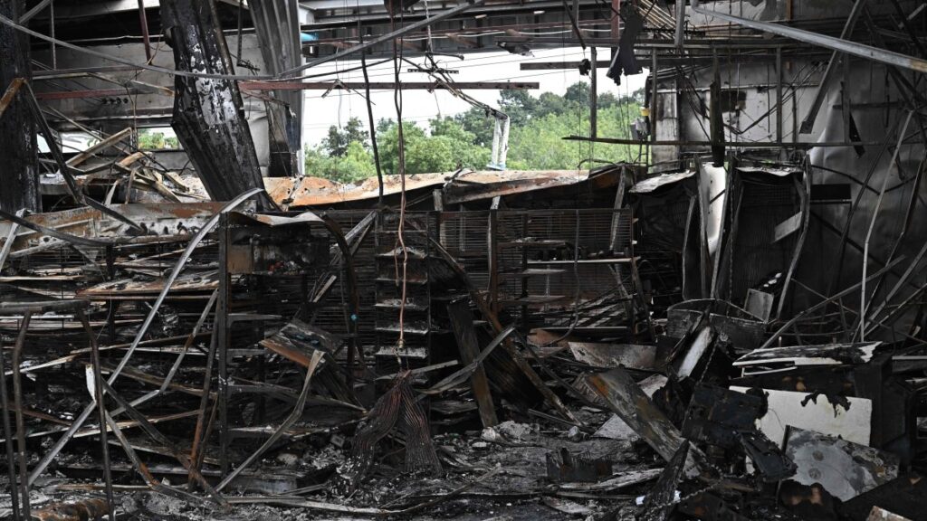 Damage from a fire caused by Cambodian artillery at a convenience store and gas station, Sisaket, Thailand, July 25, 2025. (AFP Photo)