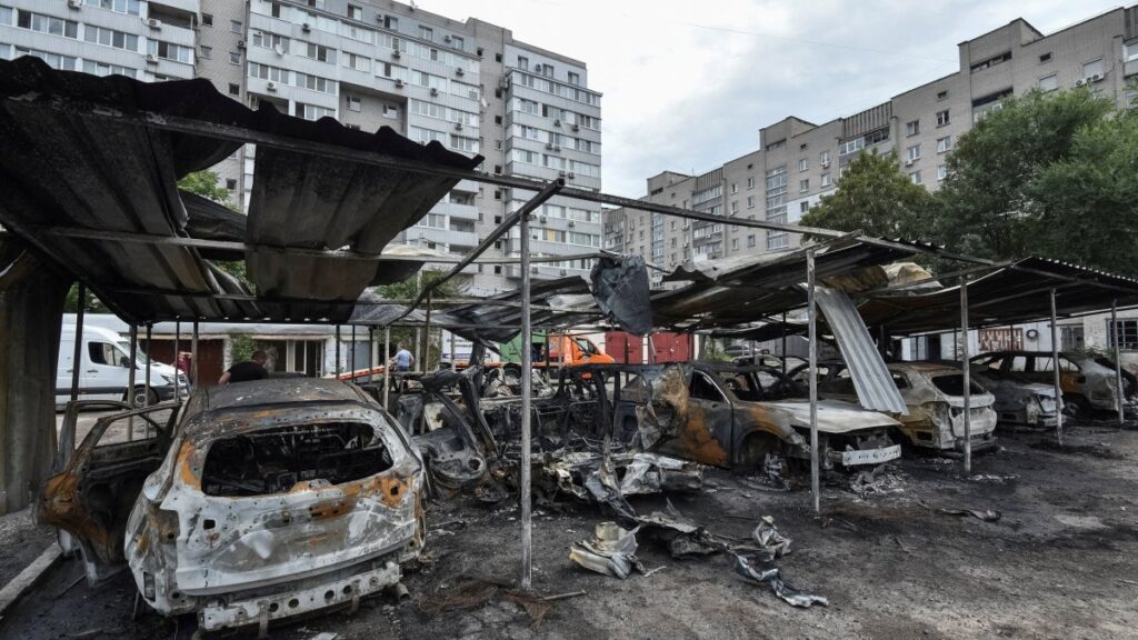 A view shows burned cars at the site of the Russian drone strike, amid Russia's attack on Ukraine, in Dnipro, Ukraine July 26, 2025. (Reuters Photo)