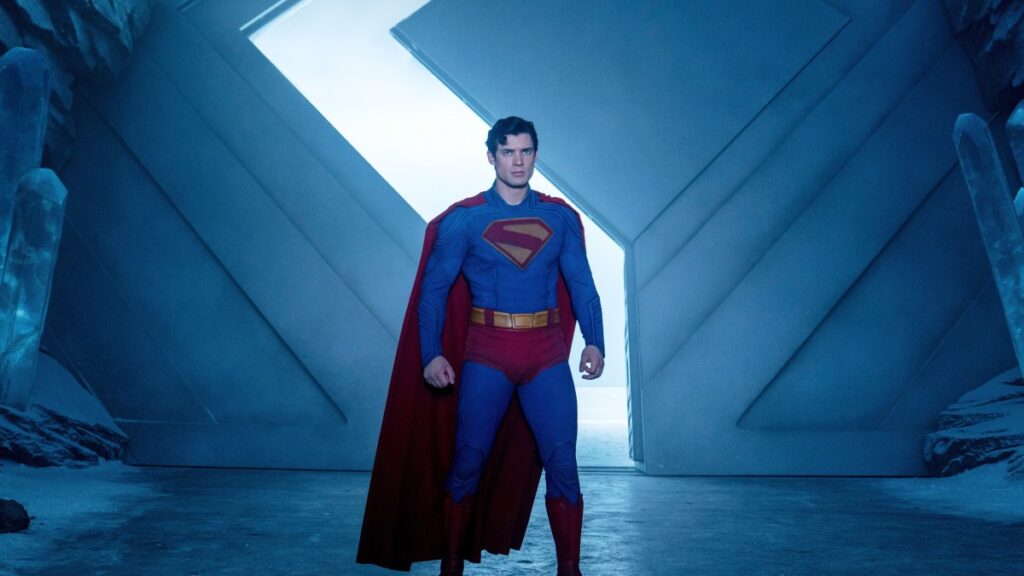 This image released by Warner Bros. Pictures shows David Corenswet in a scene from "Superman." (AP Photo)