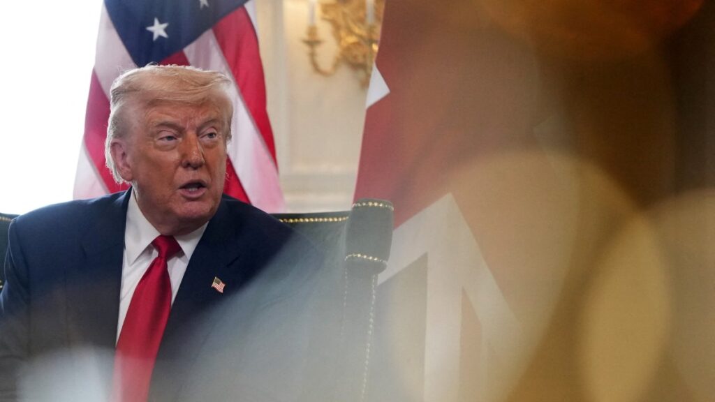 U.S. President Donald Trump speaks to the media in Turnberry, Scotland, July 28, 2025. (Reuters Photo)