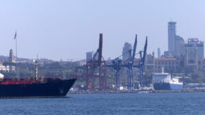 A general view of Haydarpaşa Port on the Bosporus, Istanbul, Türkiye, April 9, 2024. (EPA Photo)