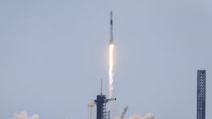 The SpaceX Dragon spacecraft on a Falcon 9 rocket, carrying the NASA Crew 11 mission, lifts off from Launch Complex 39A at Kennedy Space Center in Florida, Aug. 1, 2025. (EPA Photo)