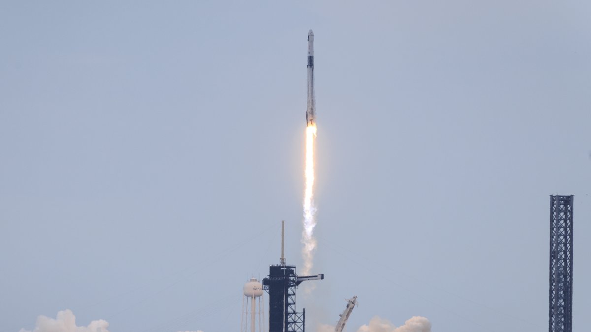 The SpaceX Dragon spacecraft on a Falcon 9 rocket, carrying the NASA Crew 11 mission, lifts off from Launch Complex 39A at Kennedy Space Center in Florida, Aug. 1, 2025. (EPA Photo)