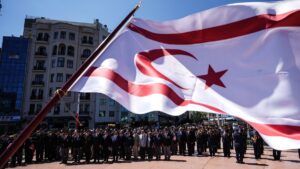 The Consulate General of the Turkish Republic of Northern Cyprus (TRNC) in Istanbul laid a wreath at the Taksim Republic Monument to mark the 51st anniversary of the Cyprus Peace Operation, Taksim, Istanbul, Türkiye, July 20, 2025. (AA Photo)
