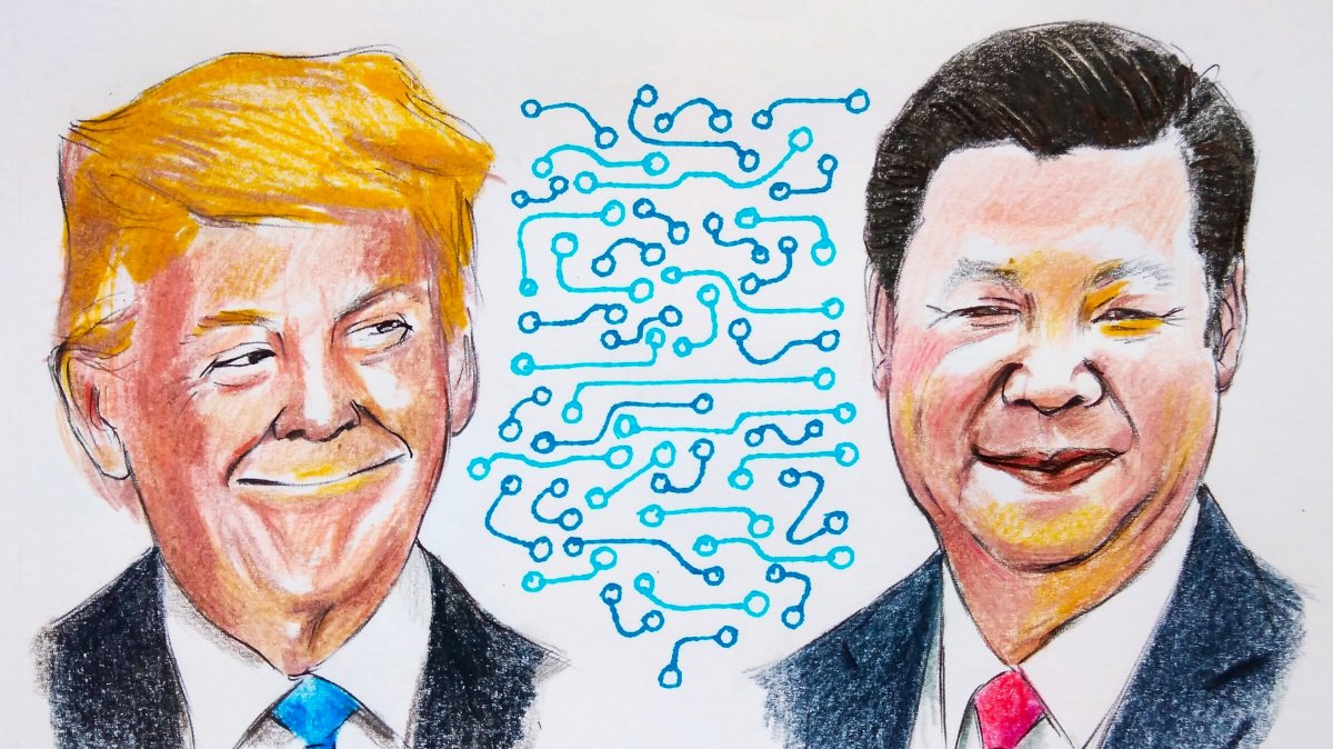 "The technological rivalry between the U.S. and China extends far beyond algorithms and software: it reaches deep into mines, factories and supply chains." (Illustration by Erhan Yalvaç)
