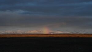 A rainbow is seen over the permafrost in the town of Quinhagak on the Yukon Delta, Alaska, U.S., April 12, 2019. (AFP Photo)