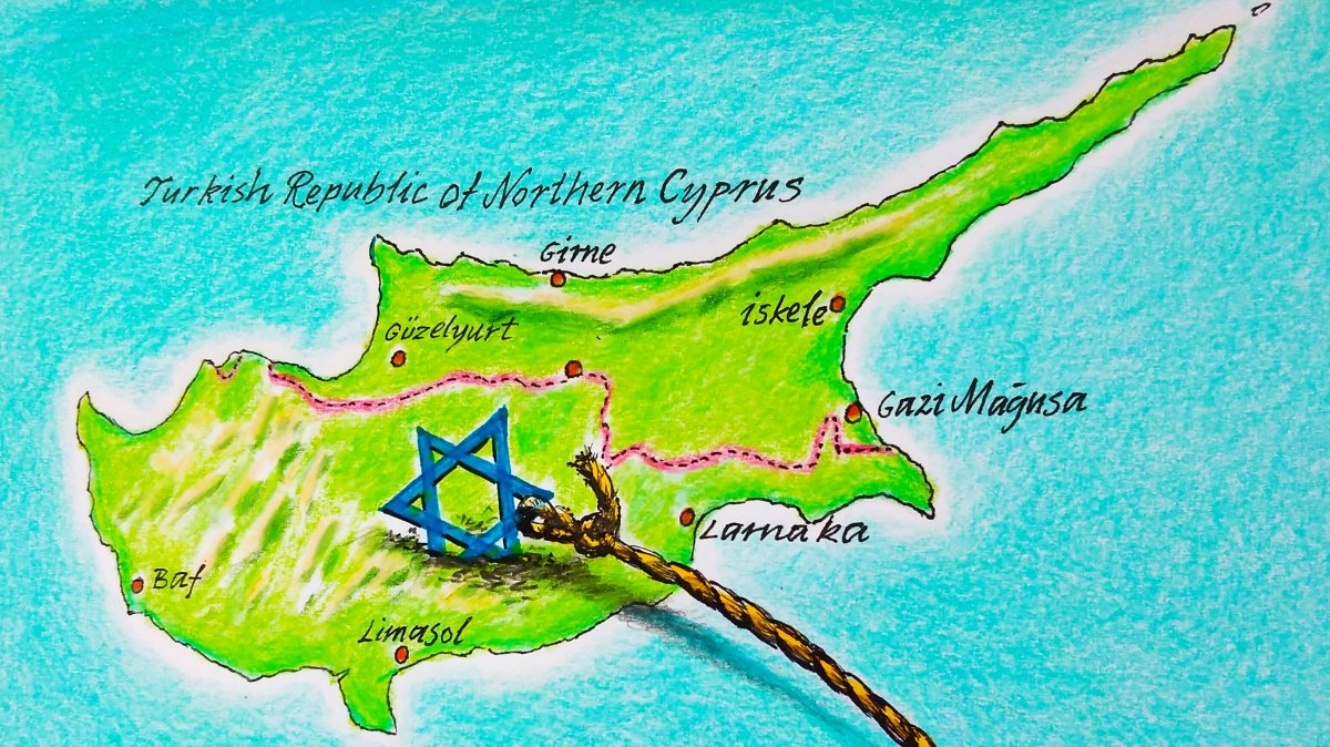 "The Greek side became a new point of attraction for Israeli citizens. As such, around 15,000 Israeli citizens left Israel and moved to southern Cyprus after Tel Aviv expanded the war in the Middle East to Iran." (Illustration by Erhan Yalvaç)